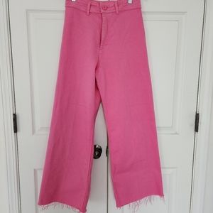ZARA pink wide leg jeans